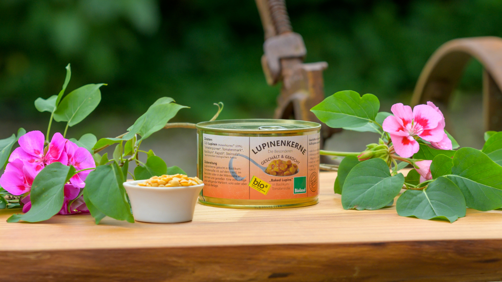 Bioland Lupinenkerne gekocht in Basilikum Tomatensoße 360g Dose