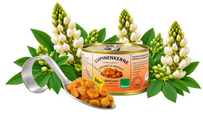 Bioland Lupinenkerne gekocht in Basilikum Tomatensoße 360g Dose